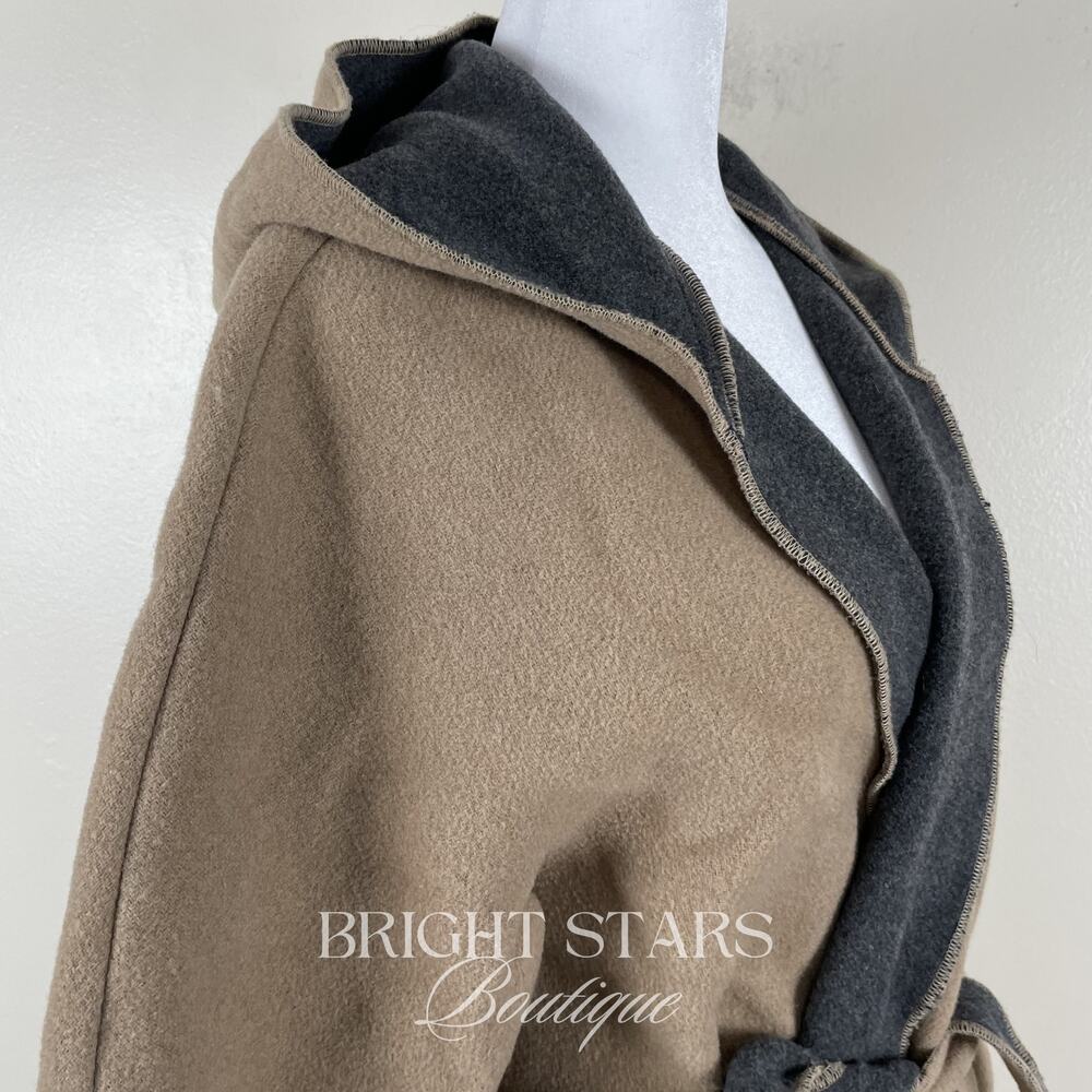 Rare Vintage Wool Coat Jacket ASO Buffy Summers BtVS Womens Tan Gray Belt - Picture 12 of 13